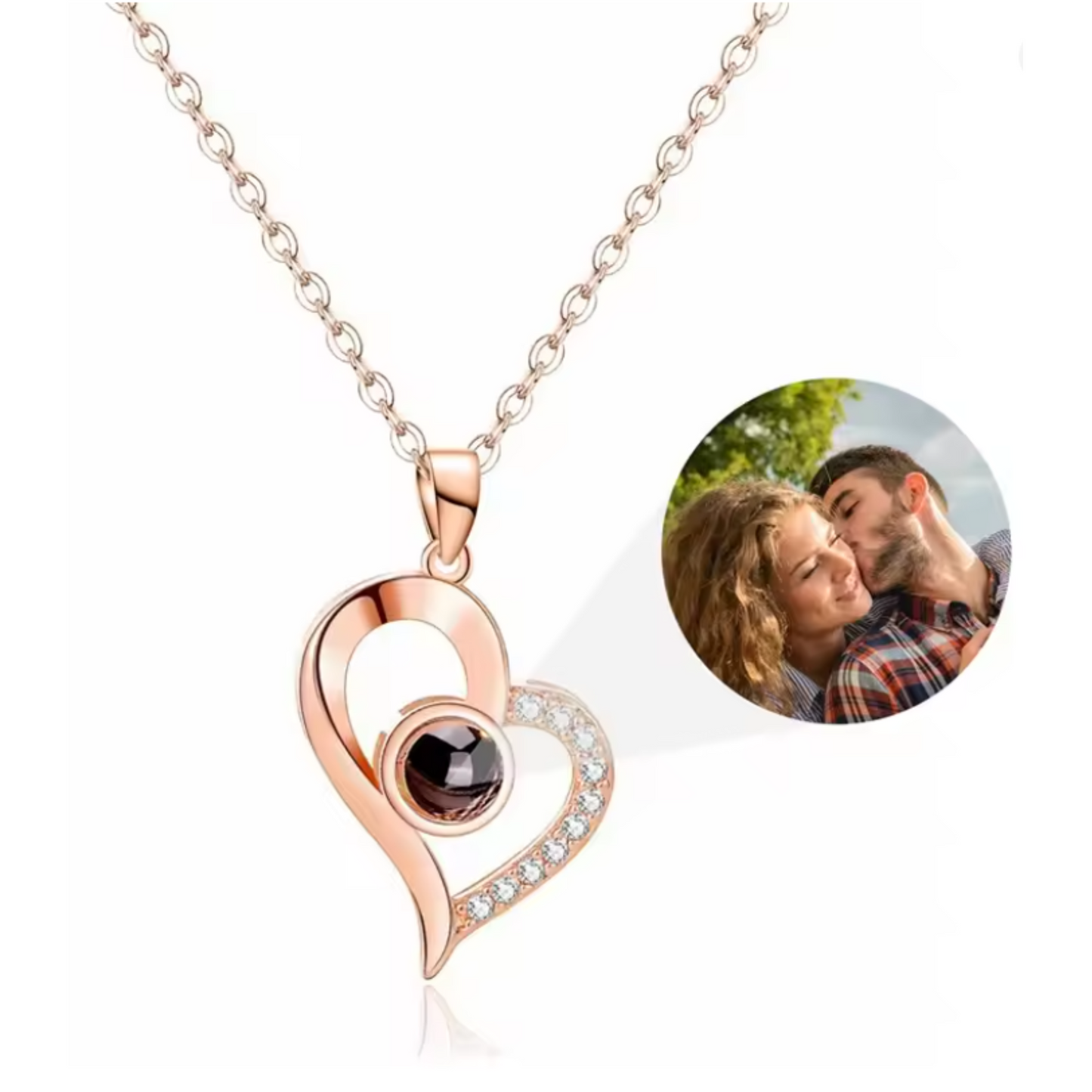 MEMORIA – Collar personalizado con proyección de foto y colgante en forma de corazón