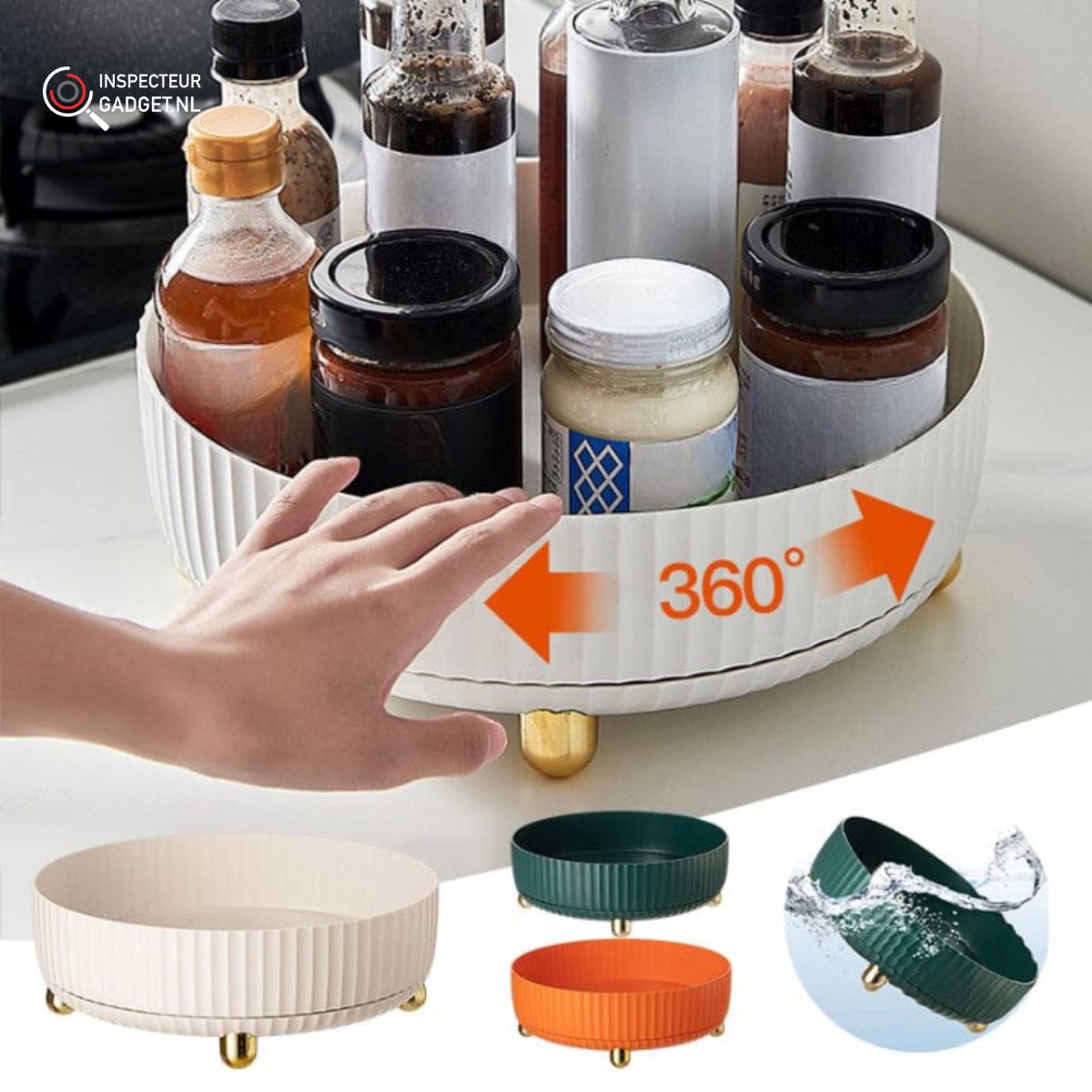 360 ° rotary organizer - multifunctional & space -saving for kitchen, bathroom and office-2