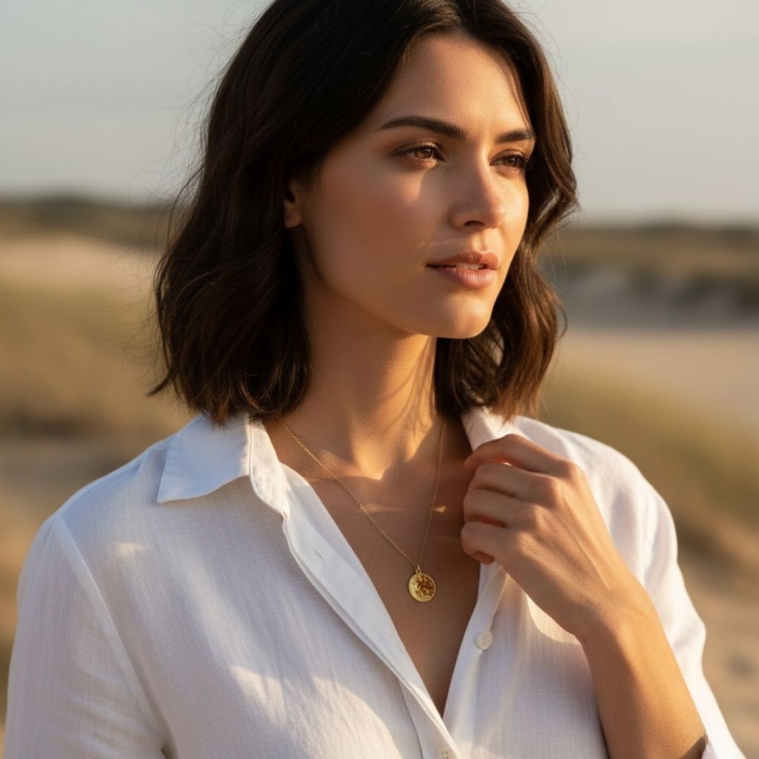 Zodiac medaillonketting - verguld zilver met sterling ketting