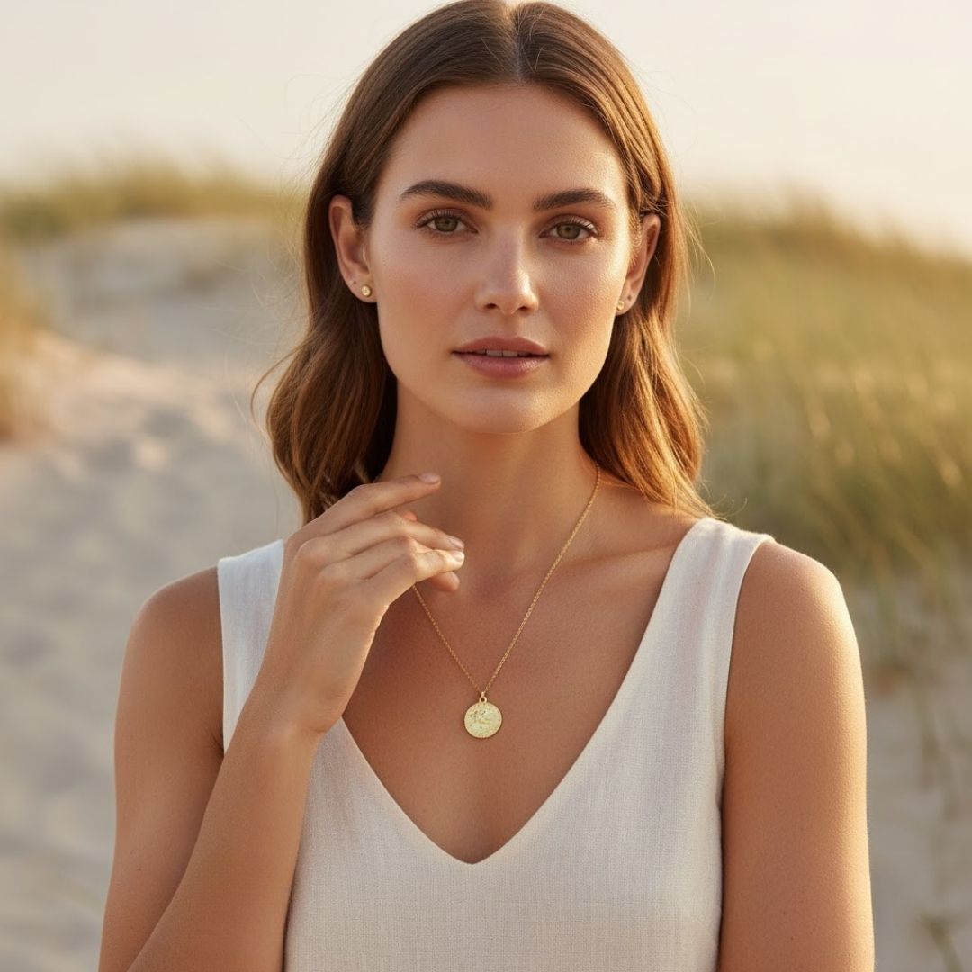 Zodiac medaillonketting - verguld zilver met sterling ketting
