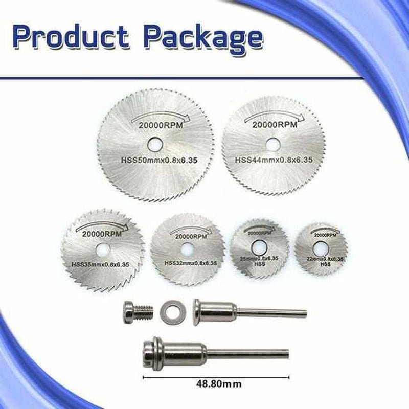 6-Piece Circular Saw Blade Set for Precision Cutting – Compatible with Standard Drills, High-Speed Steel Blades, 20,000 RPM-6