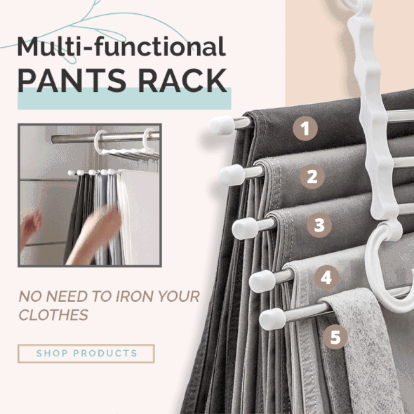 Estante para pantalones FlexRack – Organizador de armario ajustable y que ahorra espacio para pantalones, faldas y bufandas – Acero inoxidable – Antideslizante – Diseño plegable