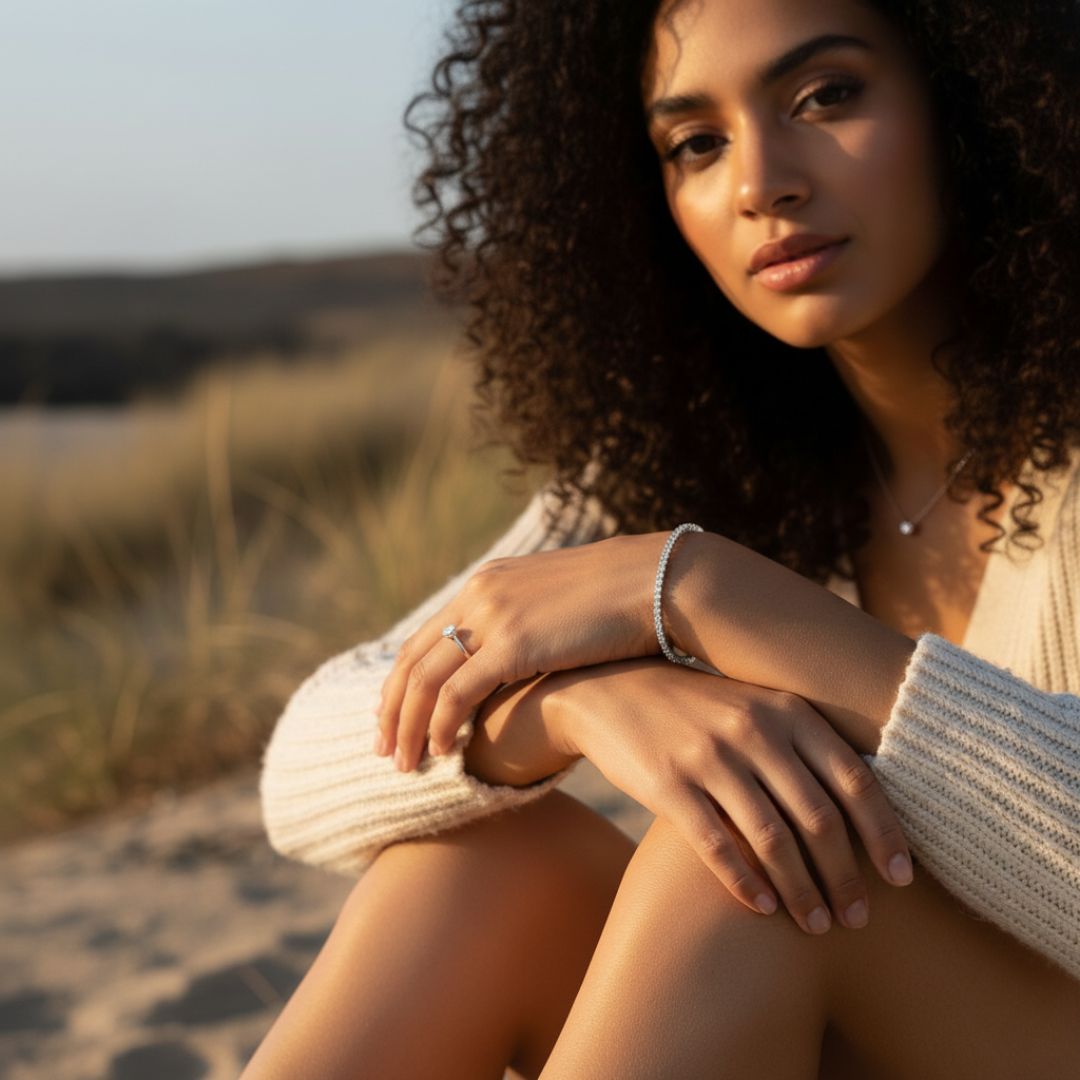 Elegant Tennis Bracelet with CZ Stones, Latch Clasp, Hypoallergenic