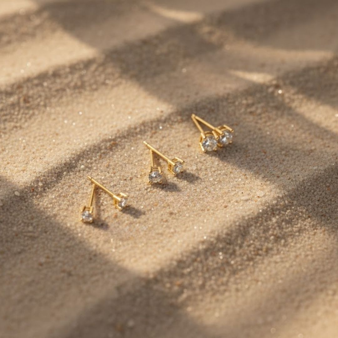 Fijn setje diamanten oorbellen - lichte studs voor dagelijkse elegantie