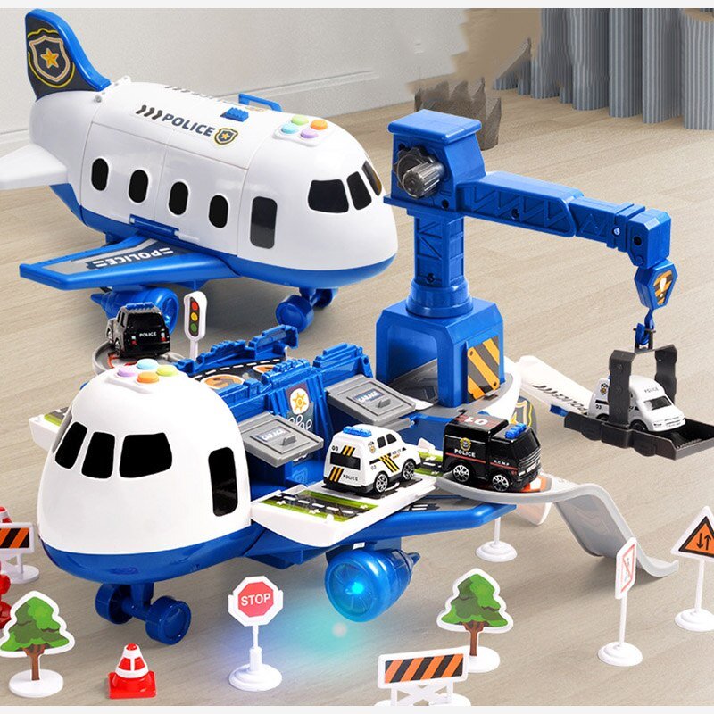 Adventure Plane Set - Large Airplane & 6 Mini Construction Vehicles for Kids 5