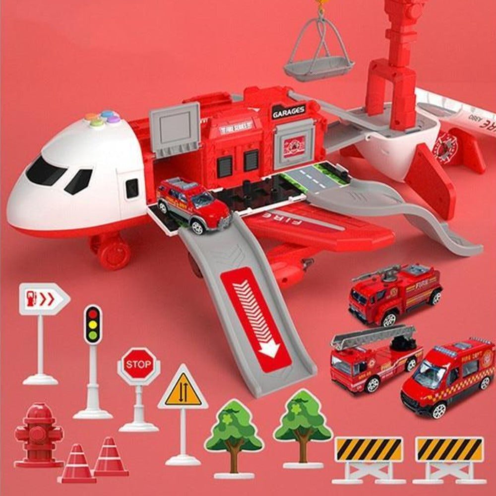 Adventure Plane Set - Large Airplane & 6 Mini Construction Vehicles for Kids 8