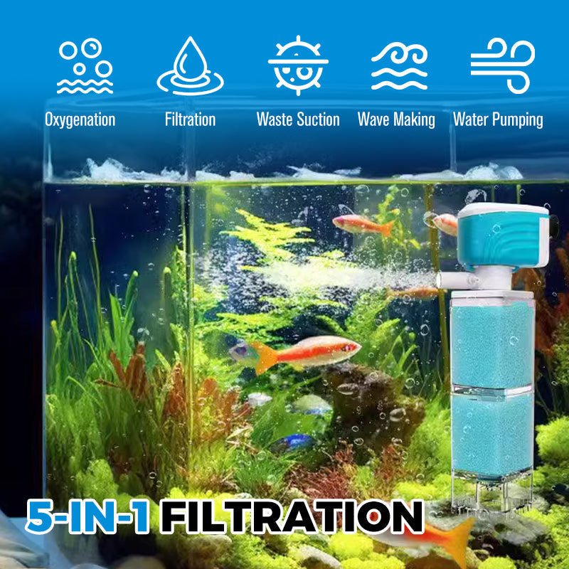 AQUAFLOW 5-IN-1 – Acqua Cristallina e Pulizia Automatica per Acquari