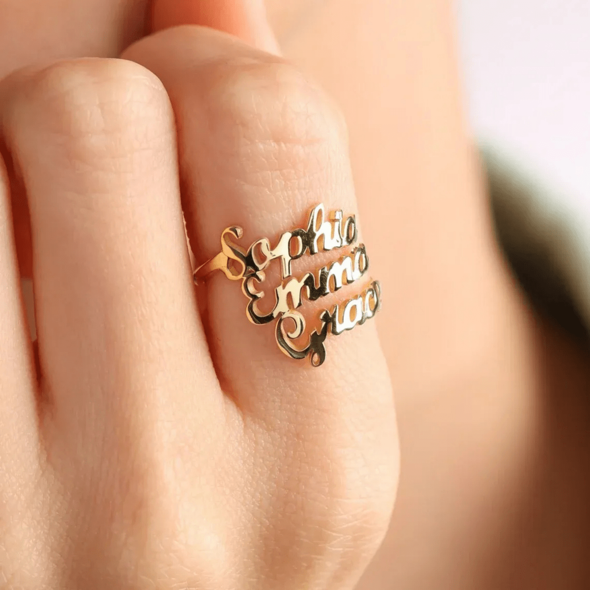 AURELION – Anello Personalizzato Regolabile in Acciaio Inossidabile Dorato con Nome