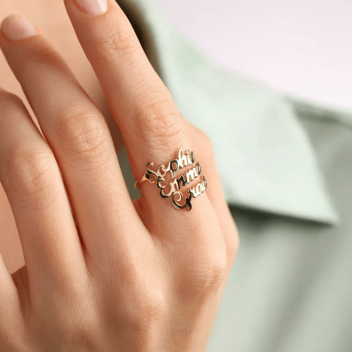 AURELION – Anello Personalizzato Regolabile in Acciaio Inossidabile Dorato con Nome