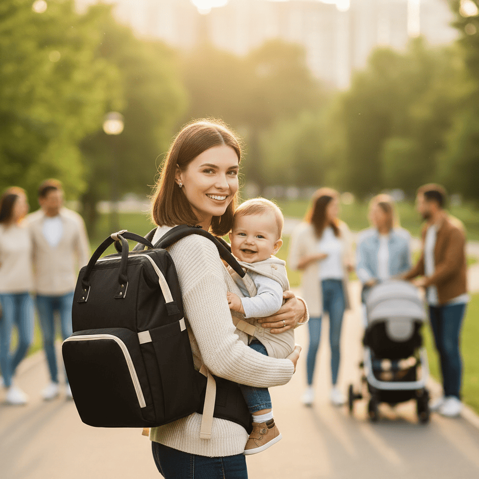 TravelNest - Mala de Fraldas 2 em 1 com Cama de Bebé Integrada, Tecido Repelente à Água