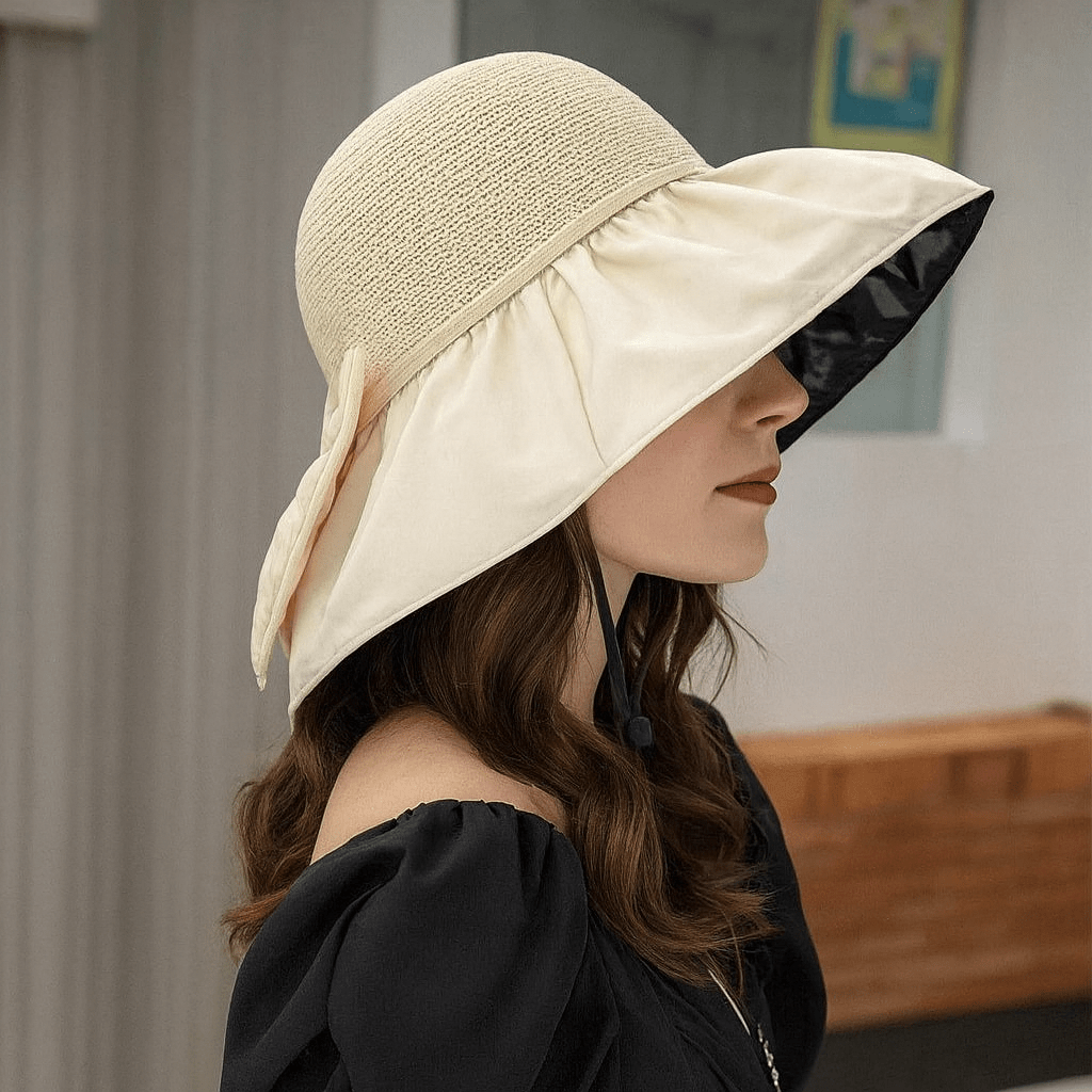 Chapéu de Palha de Verão - Aba Larga com Proteção Anti-UV para Atividades ao Ar Livre