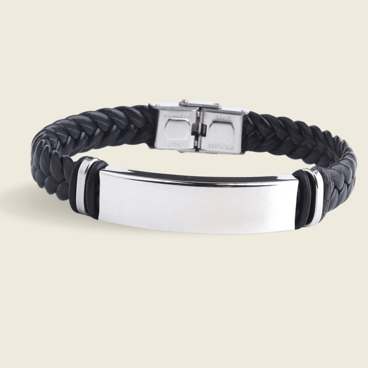 BRAVION – Gepersonaliseerde leren en roestvrijstalen ID-armband