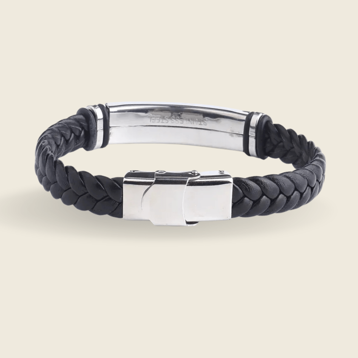 BRAVION – Gepersonaliseerde leren en roestvrijstalen ID-armband