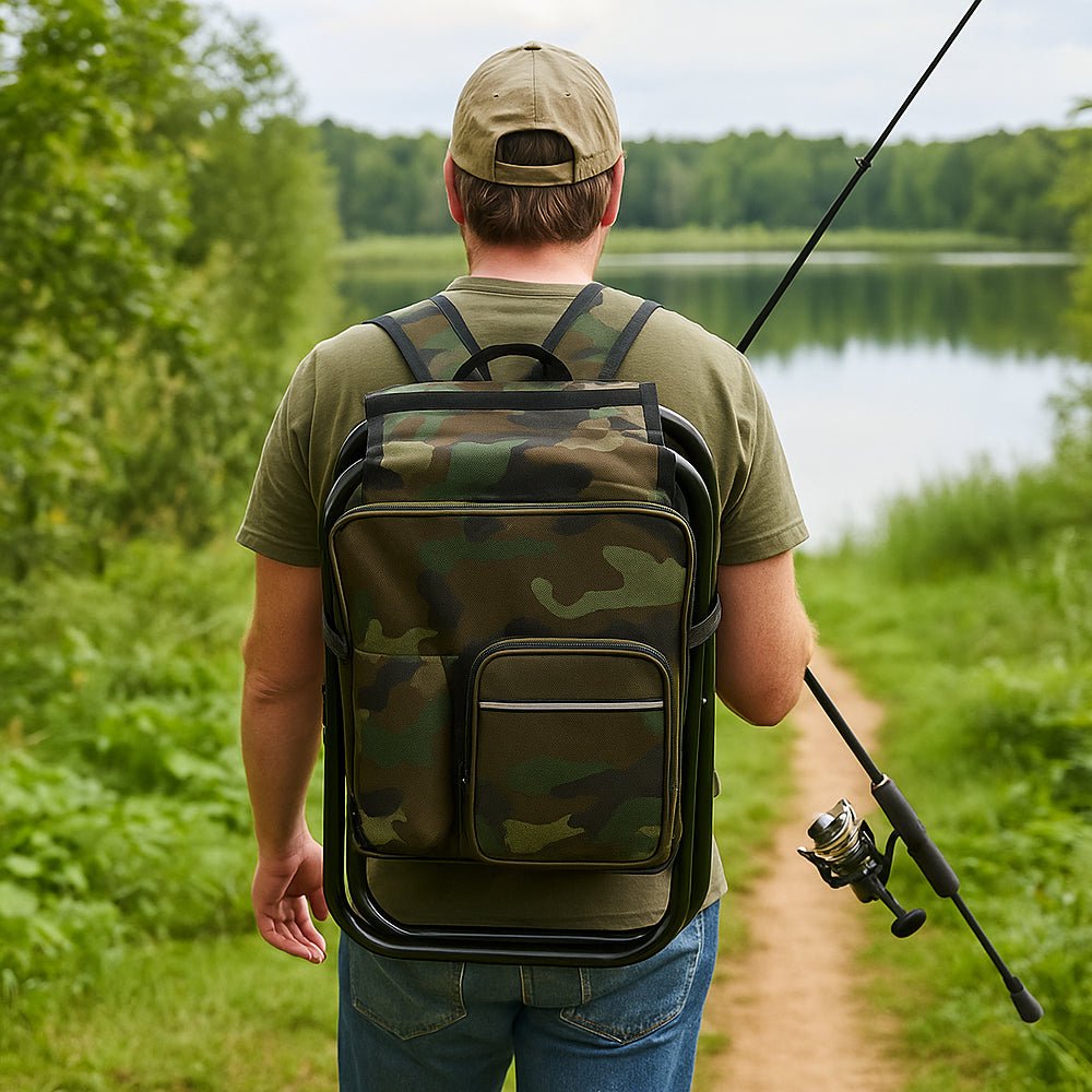 Camochair Pack-3-in-1 camouflage backpack with folding chair & cooling compartment 1