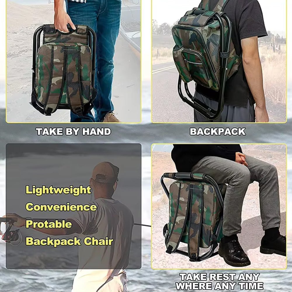 Camochair Pack-3-in-1 camouflage backpack with folding chair & cooling compartment 7