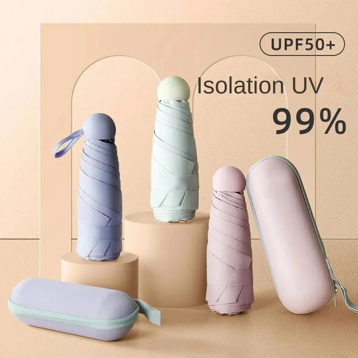 Paraguas compacto Capbrella – Diseño ultraligero en cápsula para una protección contra la lluvia elegante y que ahorra espacio