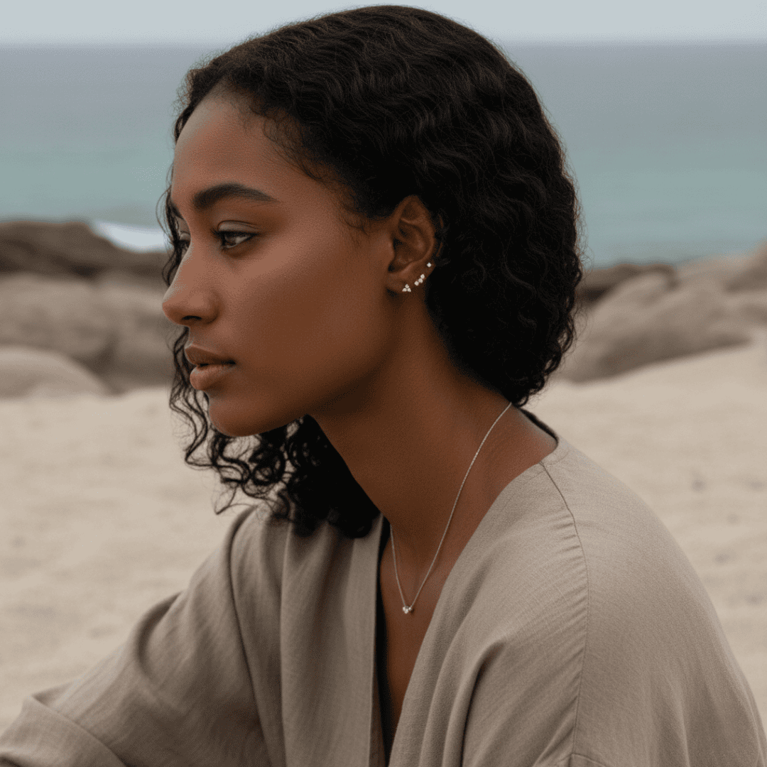 Celestial Charm - Celestial platte achterkant studs set met diamanten details voor kraakbeen- en oorlel piercings