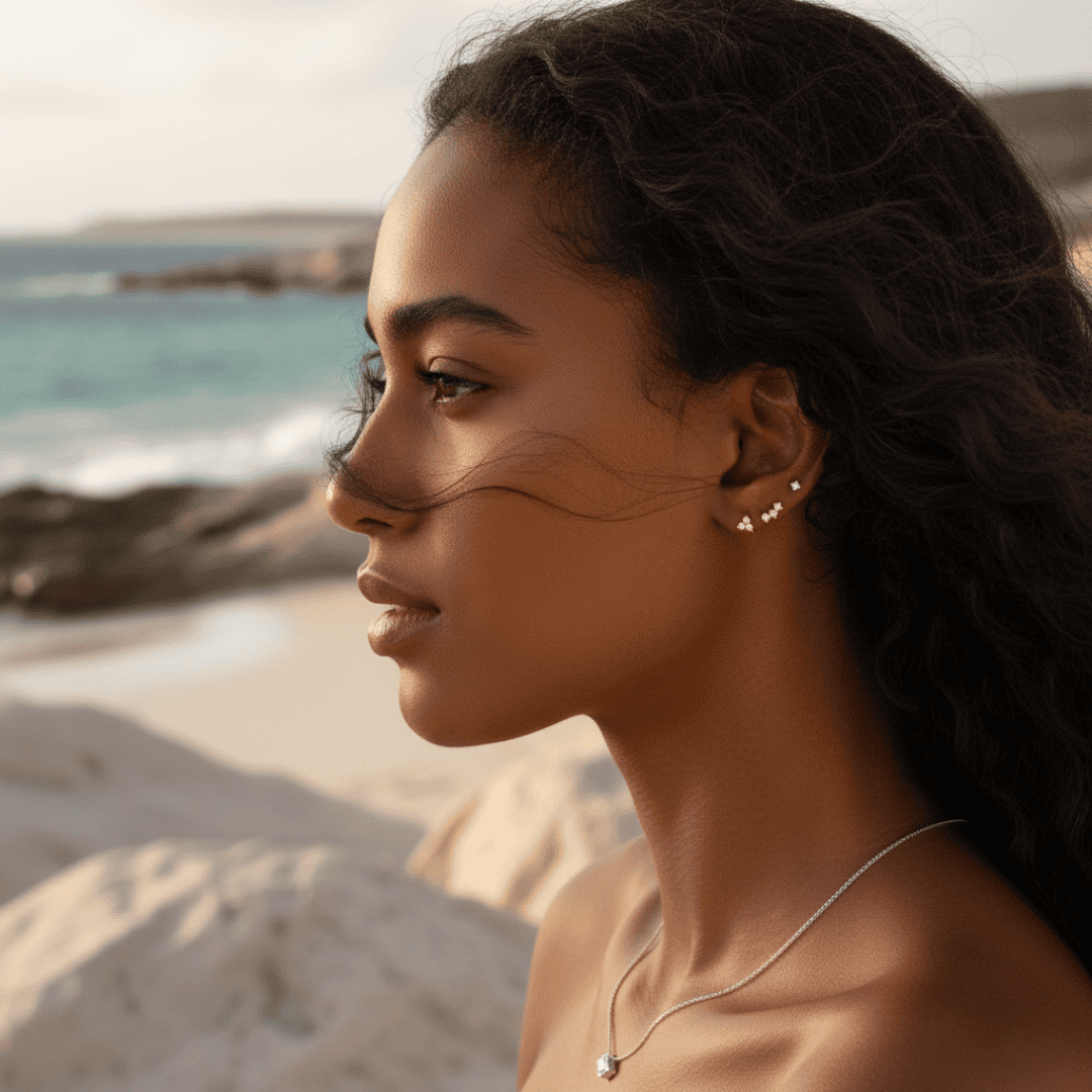 Celestial Charm - Celestial platte achterkant studs set met diamanten details voor kraakbeen- en oorlel piercings