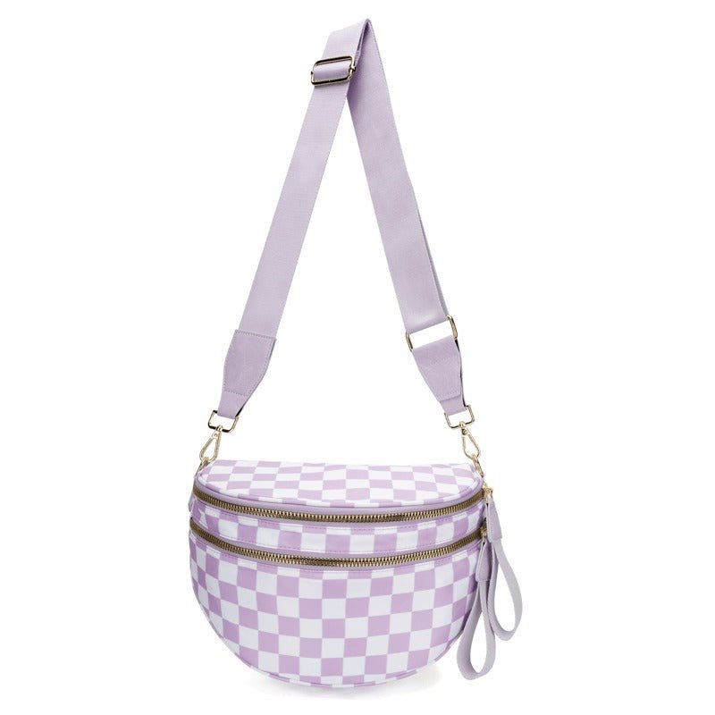 LuxeMosaic Iris Crossbody Tas | Stijlvolle dambord portemonnee met verstelbare band voor dagelijkse benodigdheden