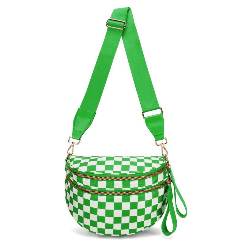 LuxeMosaic Iris Crossbody Tas | Stijlvolle dambord portemonnee met verstelbare band voor dagelijkse benodigdheden