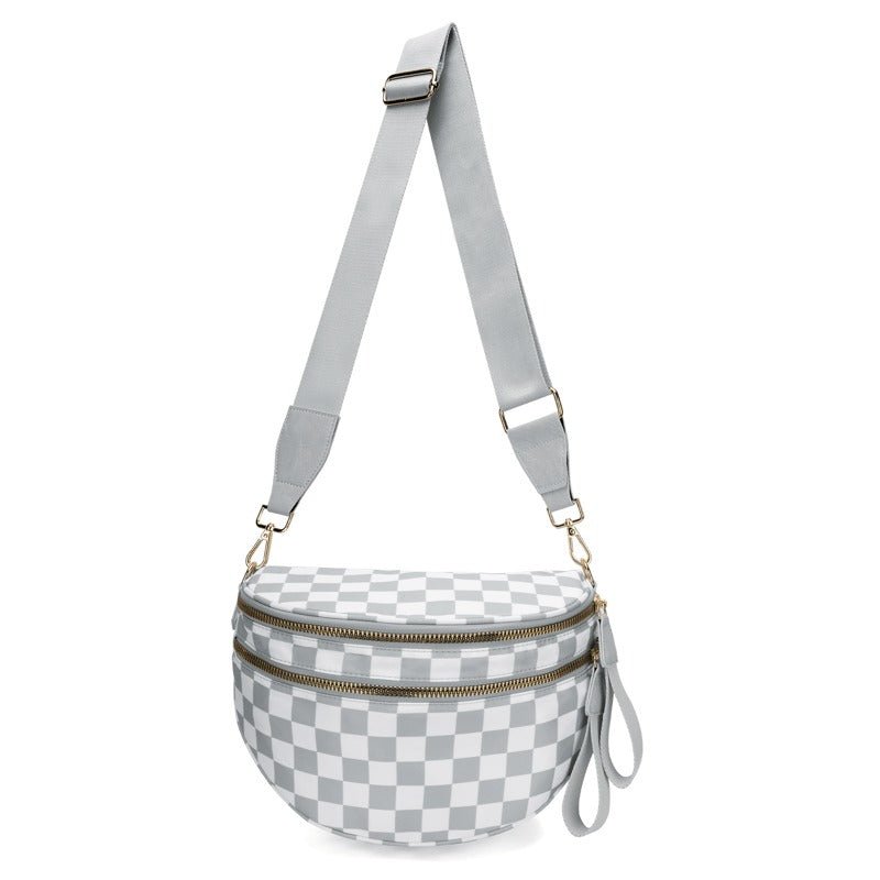 LuxeMosaic Iris Crossbody Tas | Stijlvolle dambord portemonnee met verstelbare band voor dagelijkse benodigdheden