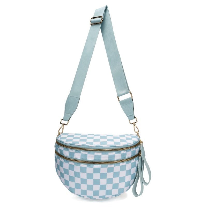 LuxeMosaic Iris Crossbody Tas | Stijlvolle dambord portemonnee met verstelbare band voor dagelijkse benodigdheden