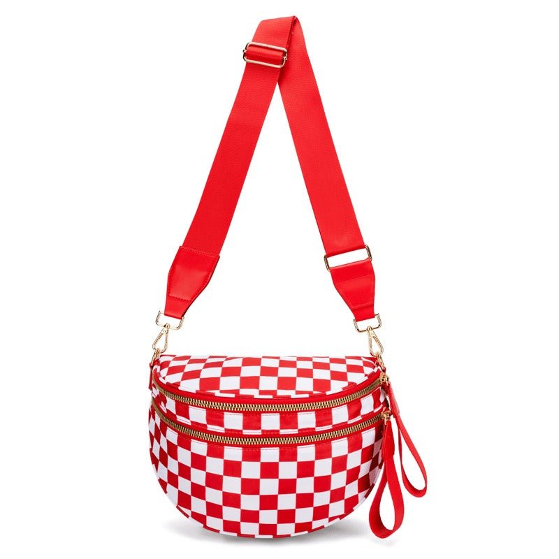 LuxeMosaic Iris Crossbody Tas | Stijlvolle dambord portemonnee met verstelbare band voor dagelijkse benodigdheden