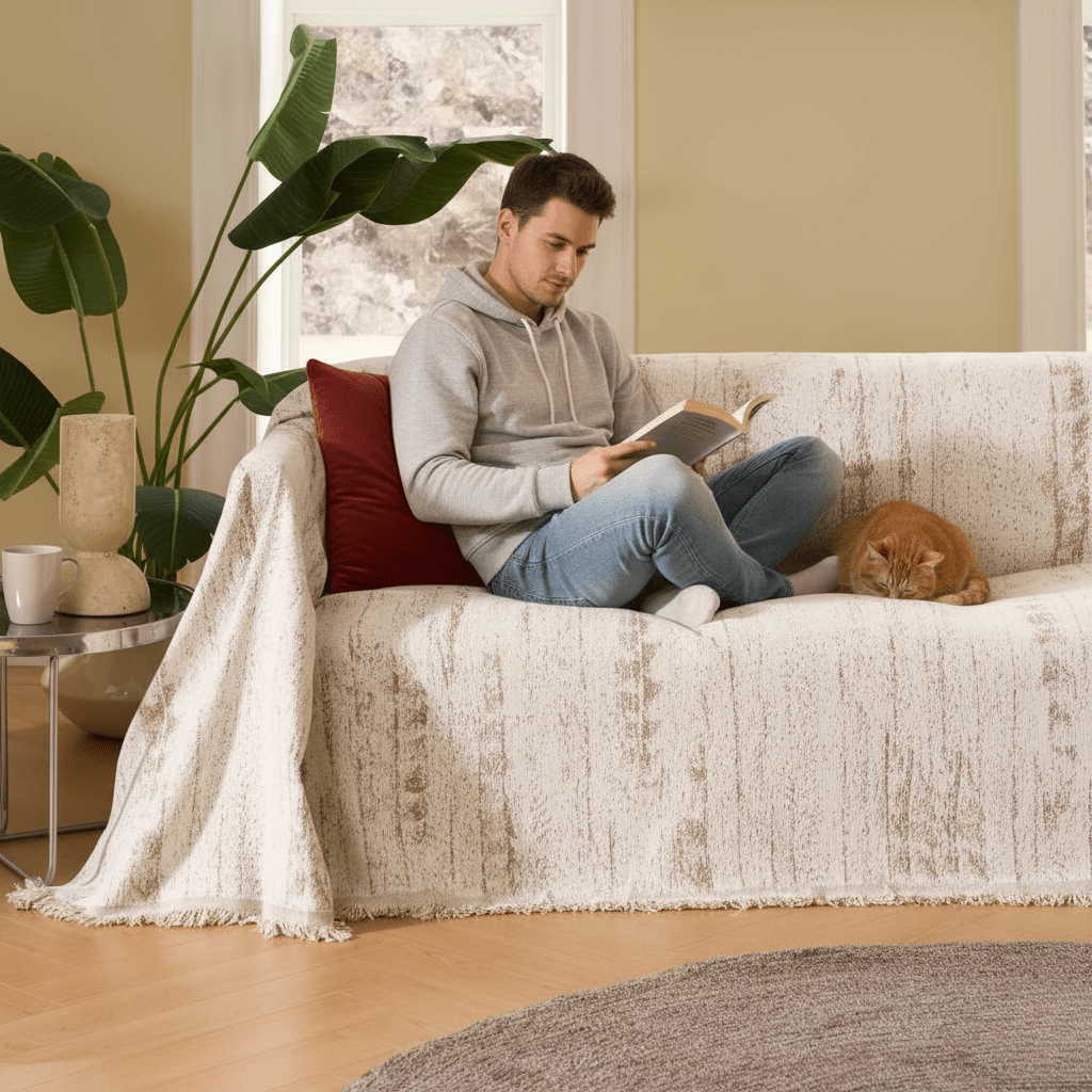 CHENILUX – Elegant Chenille Sofa Cover for Protection & Style