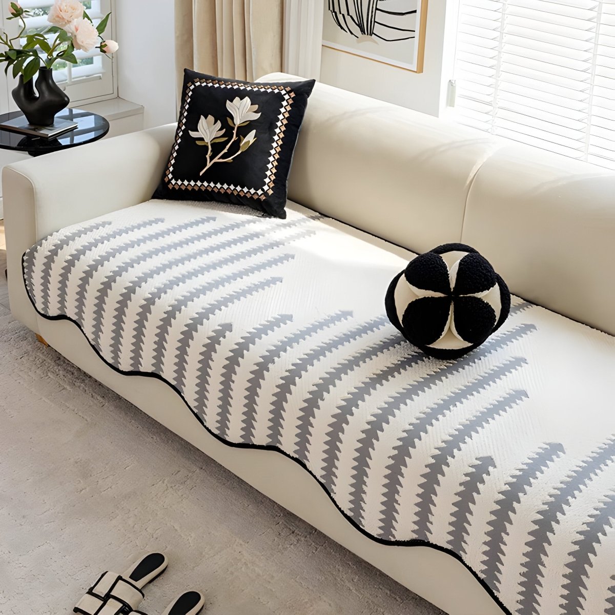 CHEVRONLUXE – Copertura moderna per divano in ciniglia con protezione elegante