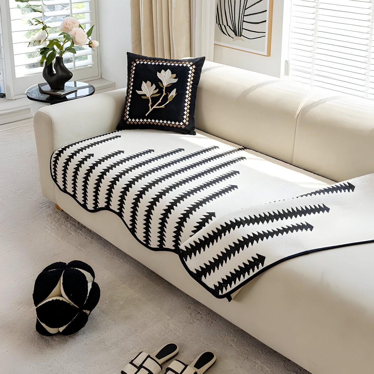 CHEVRONLUXE – Copertura moderna per divano in ciniglia con protezione elegante