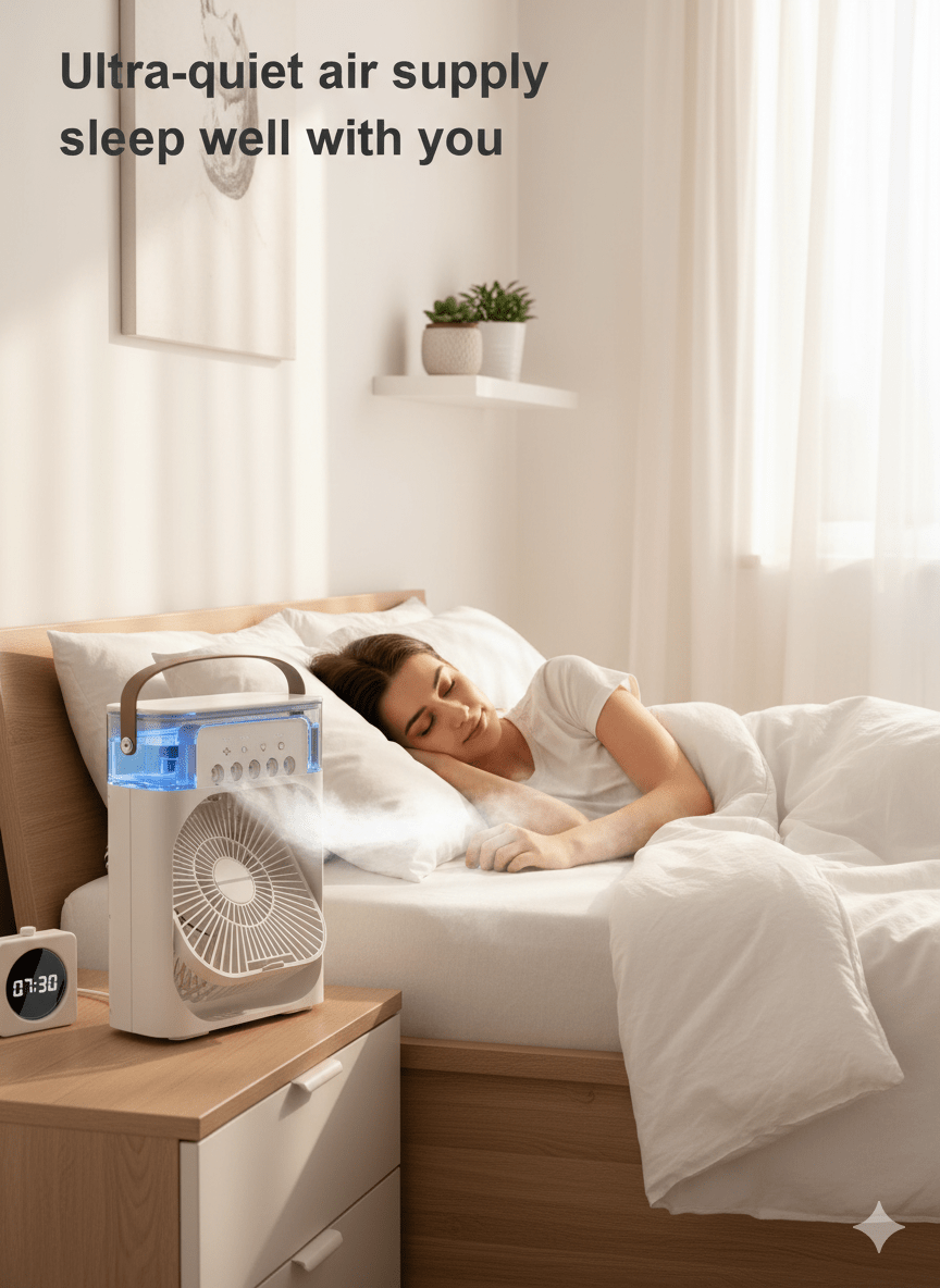 ChillCube Compatto – Mini Raffrescatore Evaporativo da Scrivania per Sollievo Personale Immediato