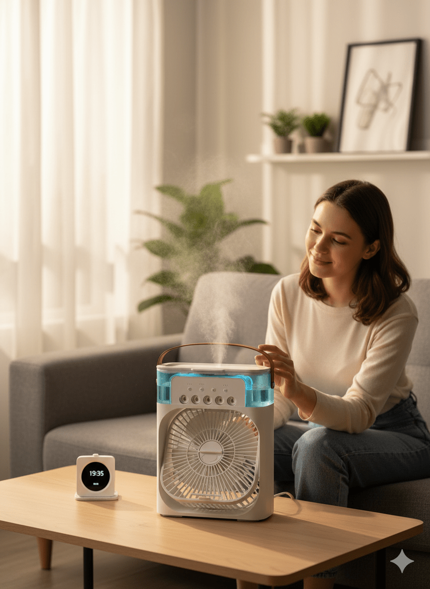 ChillCube Compact – Mini enfriador evaporativo de escritorio para alivio personal puntual