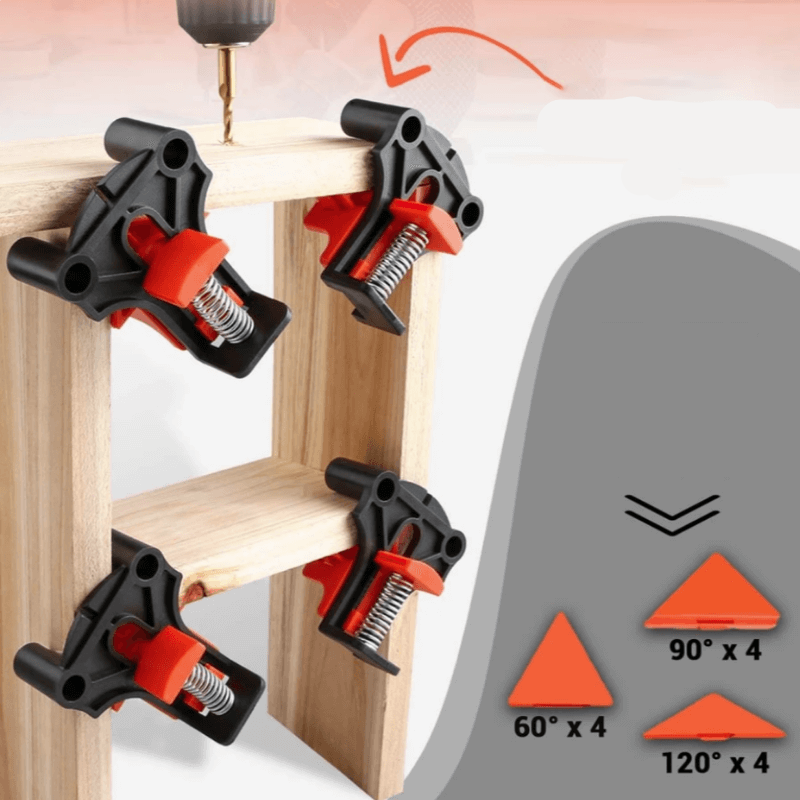 Adjustable Corner Clamp Set for 60/90/120 Degree Angles – One-Handed Operation for Woodworking Projects-1
