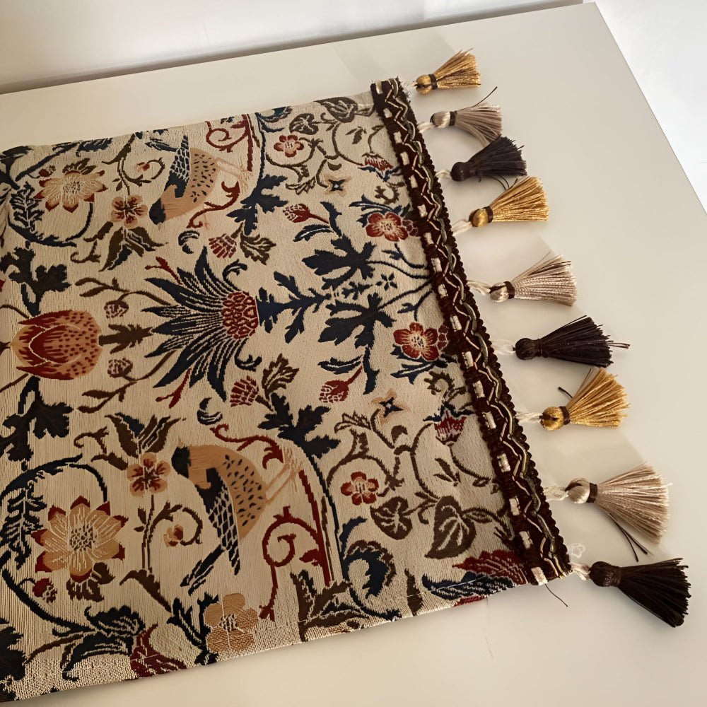 NAPPERONS EVERBLOOM – Chemin de table élégant avec motif jacquard floral et oiseau