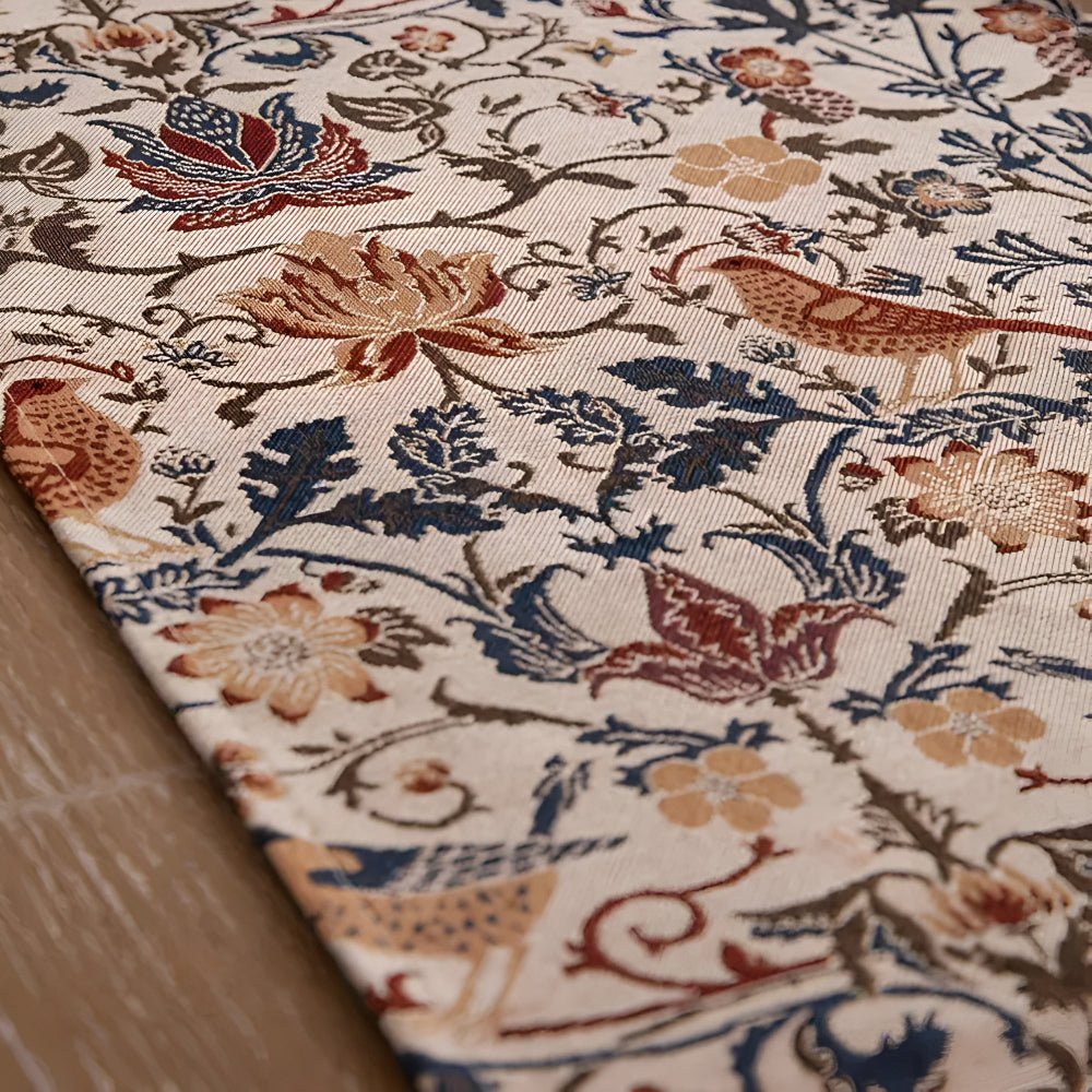 NAPPERONS EVERBLOOM – Chemin de table élégant avec motif jacquard floral et oiseau