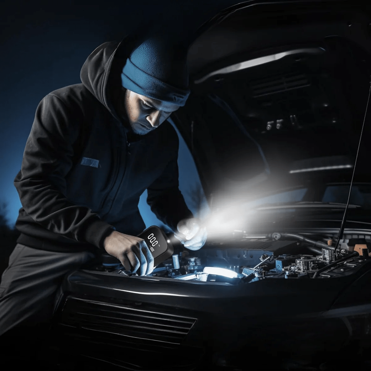 Compact elektrische luchtpomp – draagbare inflator voor banden, ballen en matrassen