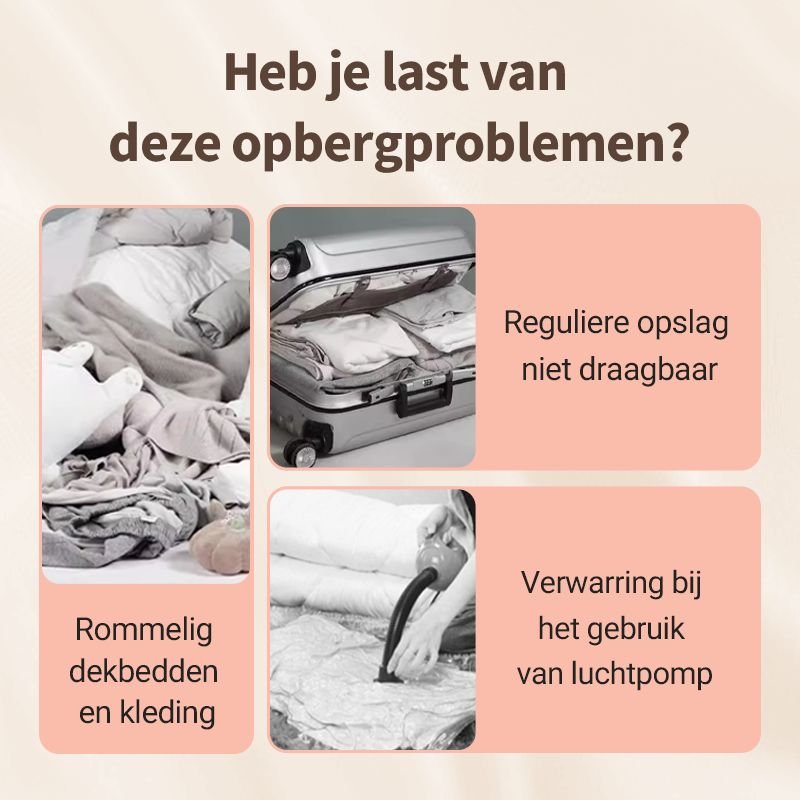 Compression Max Opbergzakken - Ruimtebesparend voor thuis en op reis - Vacuümvrije compressie - Waterdicht nylon - Duurzaam en lichtgewicht