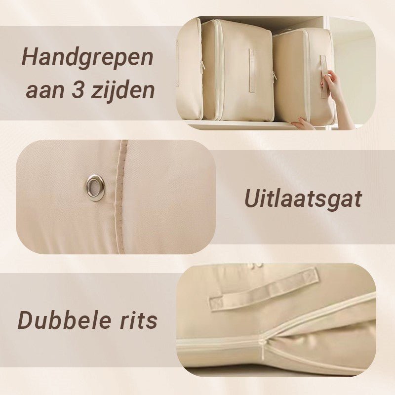 Bolsas de almacenamiento Compression Max - Ahorran espacio en casa y de viaje - Compresión sin vacío - Nylon impermeable - Duraderas y ligeras