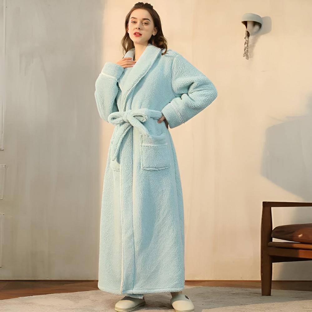 Coral Sherpa – Peignoir en polaire unisexe avec col châle