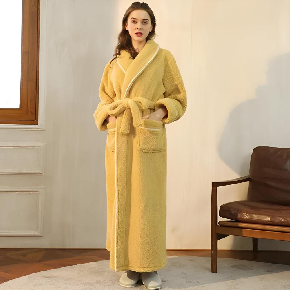 Coral Sherpa – Peignoir en polaire unisexe avec col châle