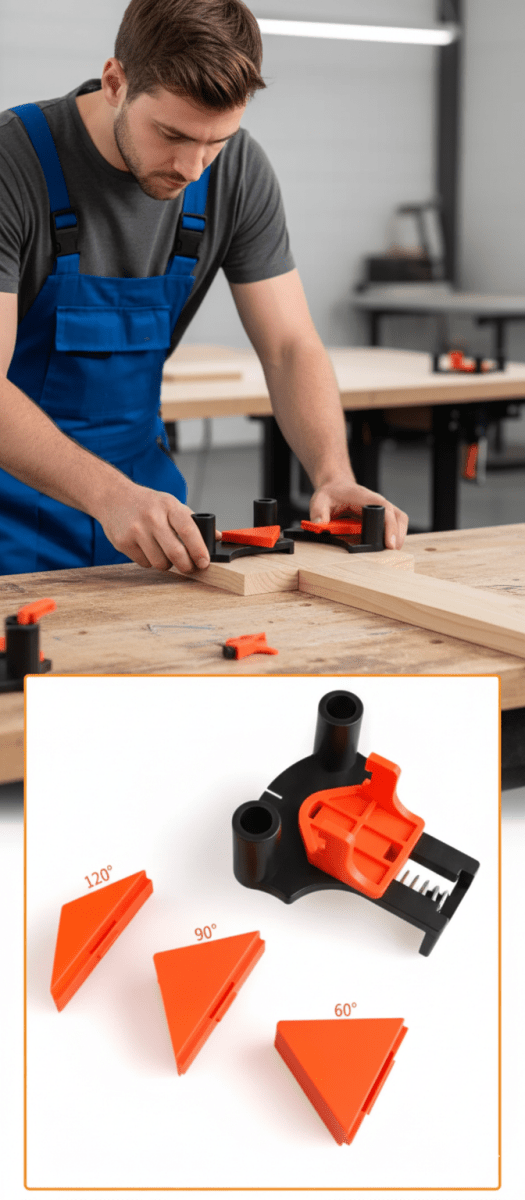 CORNERMATE – Ensemble de serre-angles réglables 4 voies pour des angles parfaits de 60°, 90° et 120°