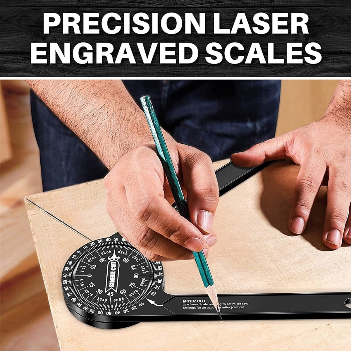 CORNERWISE – Outil de mesure d'angle pour scie à onglet gravé au laser pour des coupes précises
