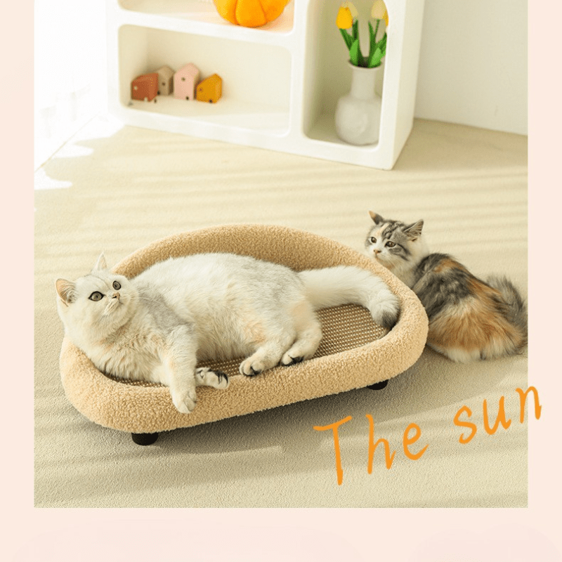 COSYCAT Retreat – Cama Estilosa para Gatos com Superfície de Sisal para Arranhar e Almofada
