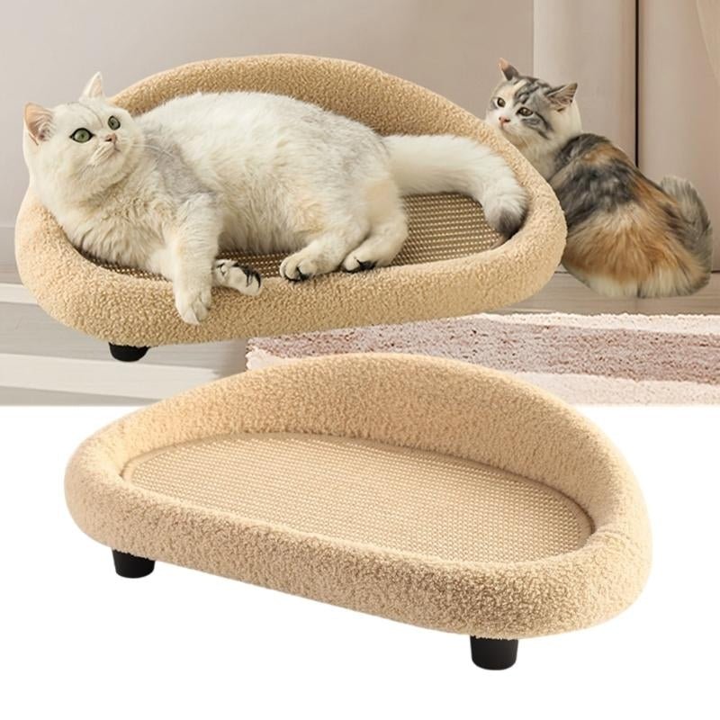 COSYCAT Retreat – Cama Estilosa para Gatos com Superfície de Sisal para Arranhar e Almofada