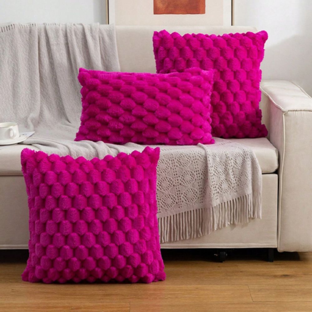 Plush Marshmallow Cushion Cover - 3D Texture, Soft Cotton Blend, Cream White 11