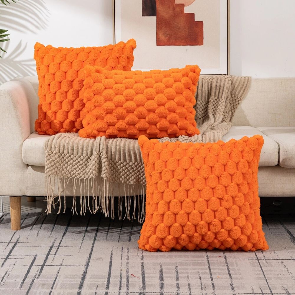 Plush Marshmallow Cushion Cover - 3D Texture, Soft Cotton Blend, Cream White 10