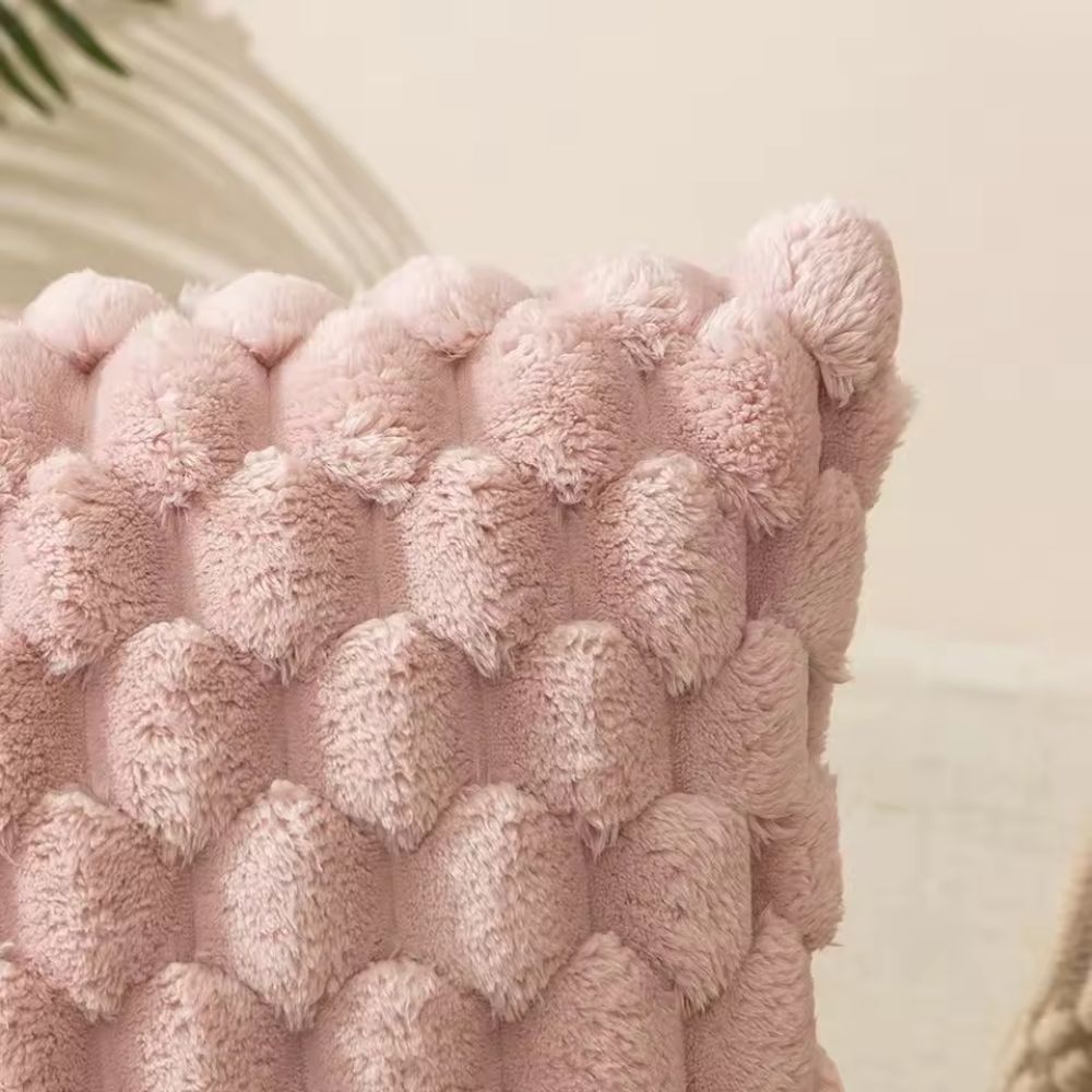 Plush Marshmallow Cushion Cover - 3D Texture, Soft Cotton Blend, Cream White 2