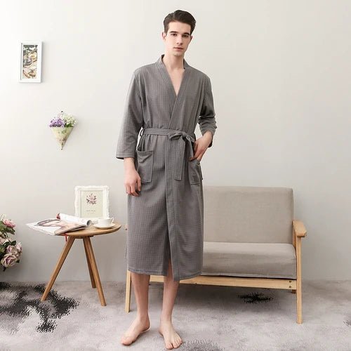 CottonWave – Peignoir de bain gaufré unisexe en polyester