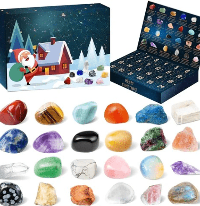 Crystalgems - Calendrier de l'Avent avec 24 pierres précieuses authentiques pour les petits explorateurs et collectionneurs