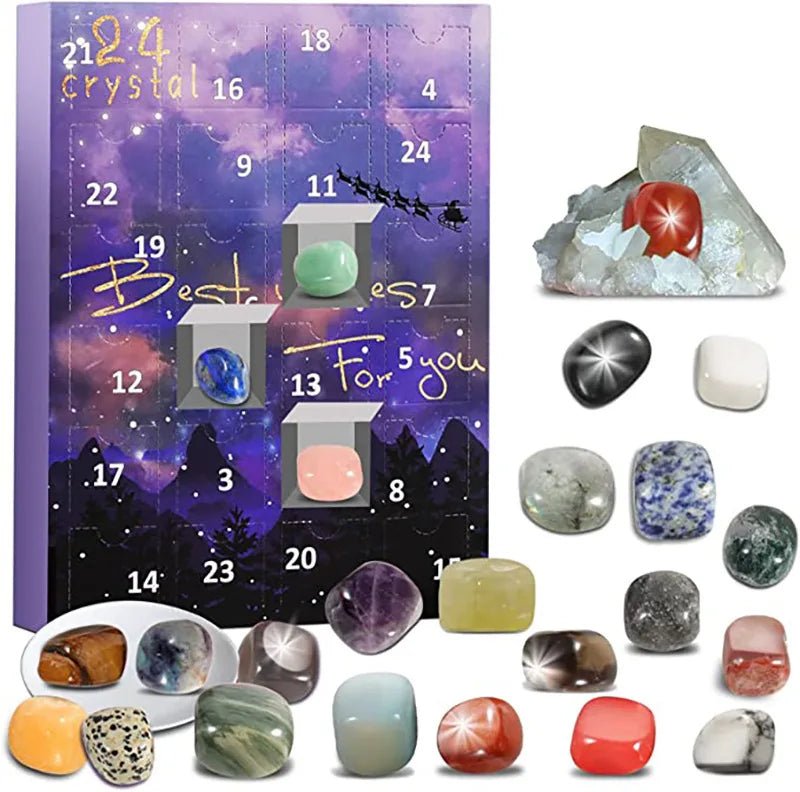 Crystalgems - Calendrier de l'Avent avec 24 pierres précieuses authentiques pour les petits explorateurs et collectionneurs